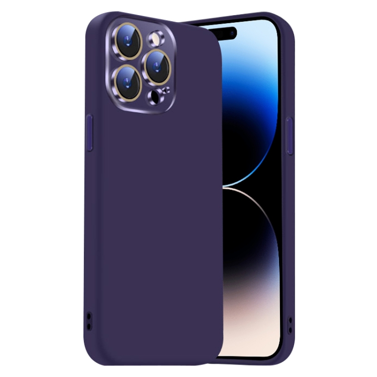 

For iPhone 14 Pro Max Nano Lens Cover Liquid Silicone Phone Case(Dark Purple)