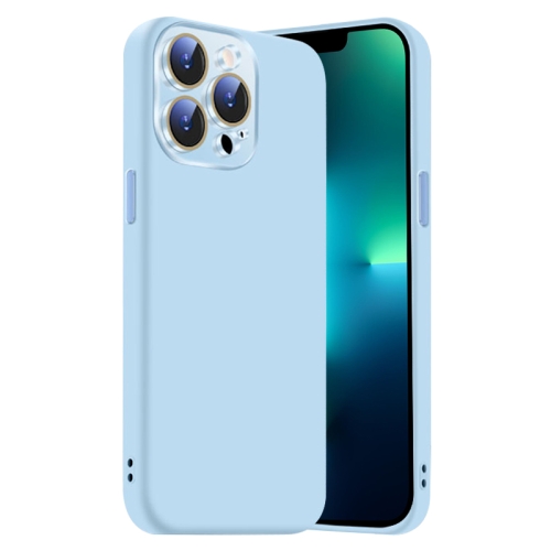 

For iPhone 13 Pro Max Nano Lens Cover Liquid Silicone Phone Case(Light Blue)