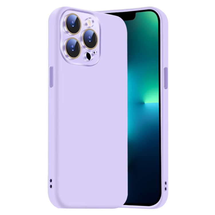 

For iPhone 13 Pro Max Nano Lens Cover Liquid Silicone Phone Case(Light Purple)