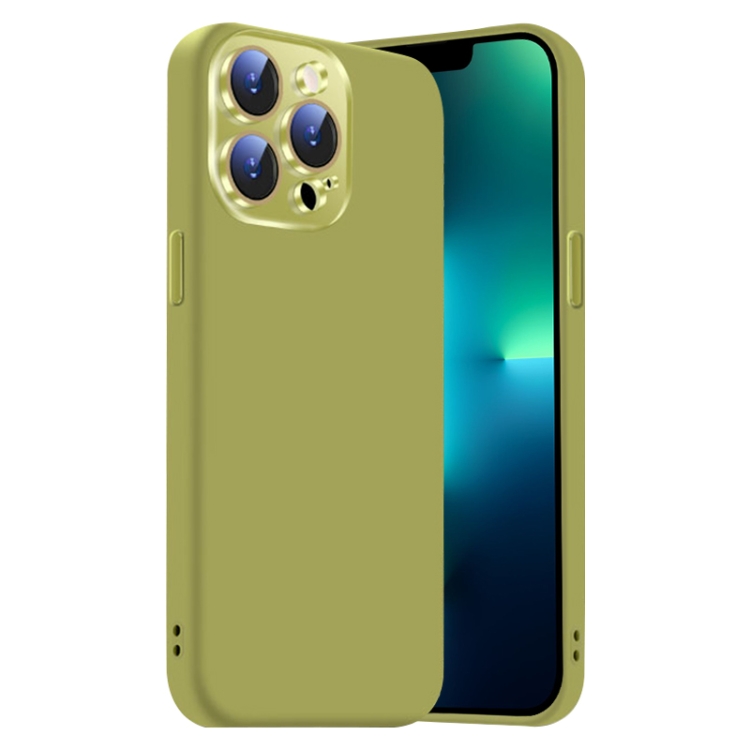 

For iPhone 13 Pro Nano Lens Cover Liquid Silicone Phone Case(Fruit Green)