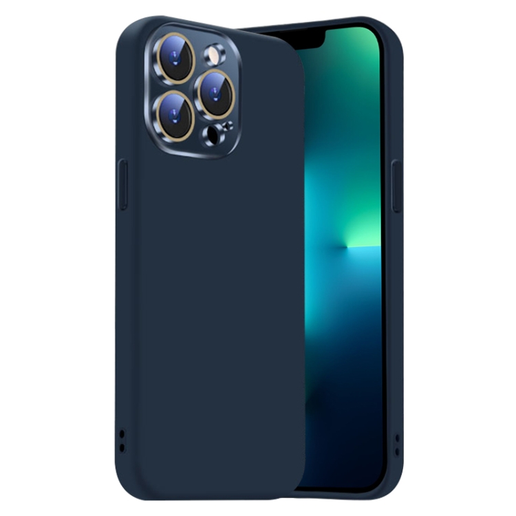 

For iPhone 13 Pro Nano Lens Cover Liquid Silicone Phone Case(Titanium Blue)