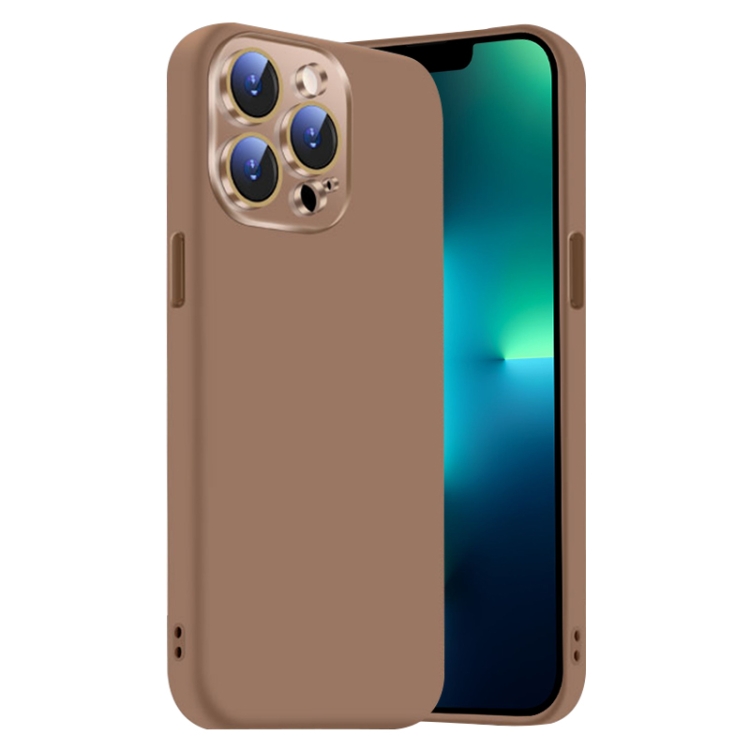 

For iPhone 13 Pro Nano Lens Cover Liquid Silicone Phone Case(Desert Gold)