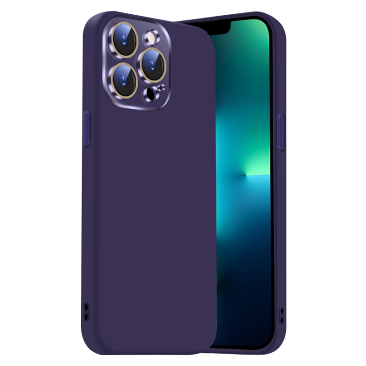 

For iPhone 13 Pro Nano Lens Cover Liquid Silicone Phone Case(Dark Purple)