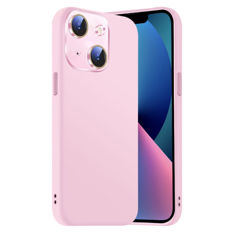 

For iPhone 13 Nano Lens Cover Liquid Silicone Phone Case(Pink)