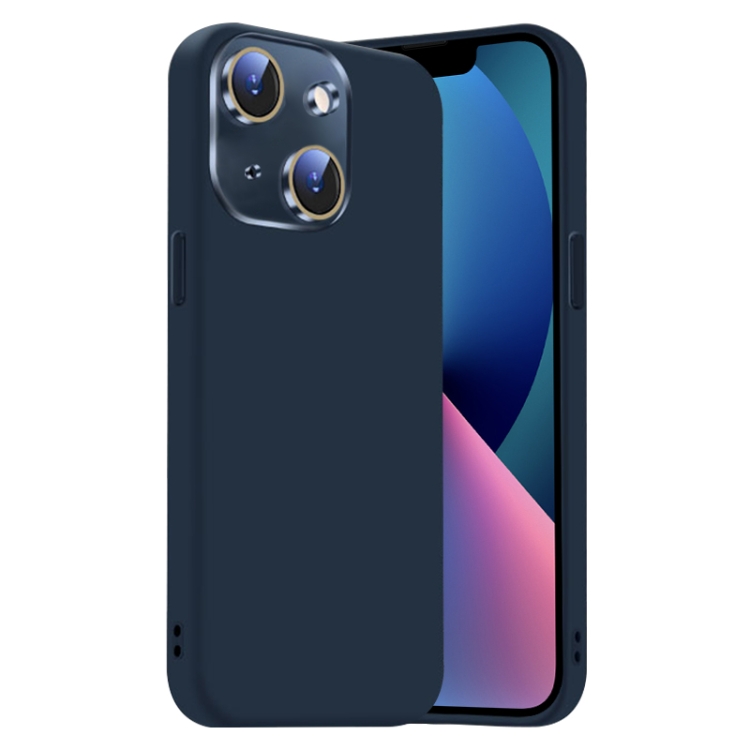 

For iPhone 13 Nano Lens Cover Liquid Silicone Phone Case(Titanium Blue)