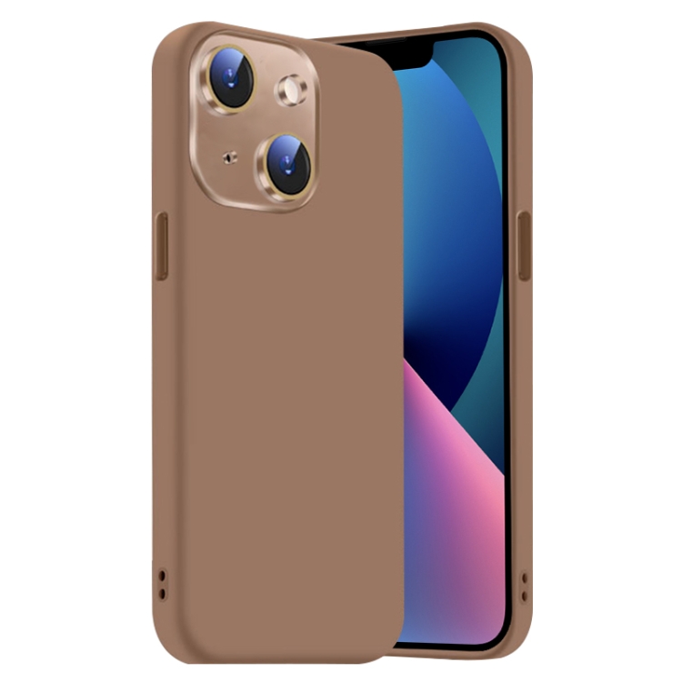 

For iPhone 13 Nano Lens Cover Liquid Silicone Phone Case(Desert Gold)