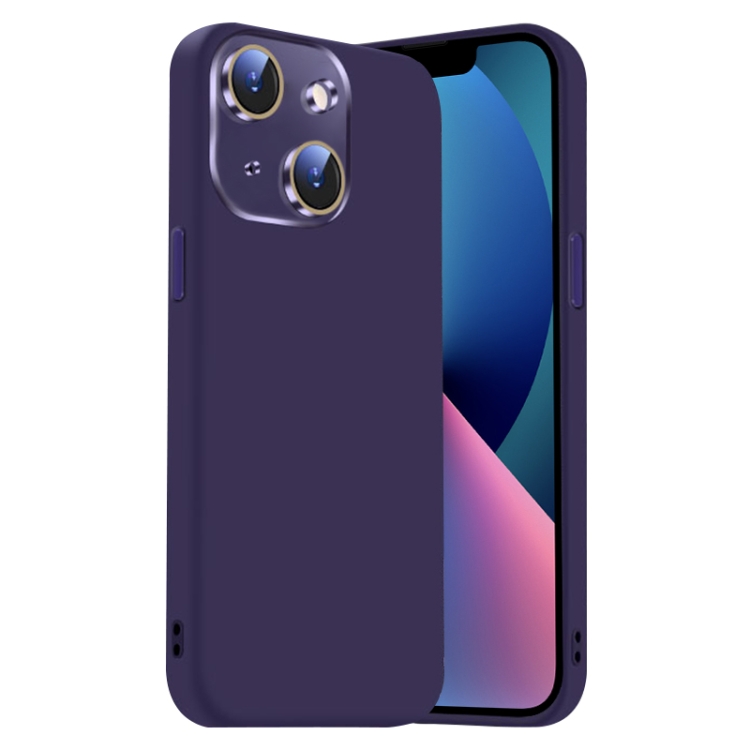 

For iPhone 13 Nano Lens Cover Liquid Silicone Phone Case(Dark Purple)