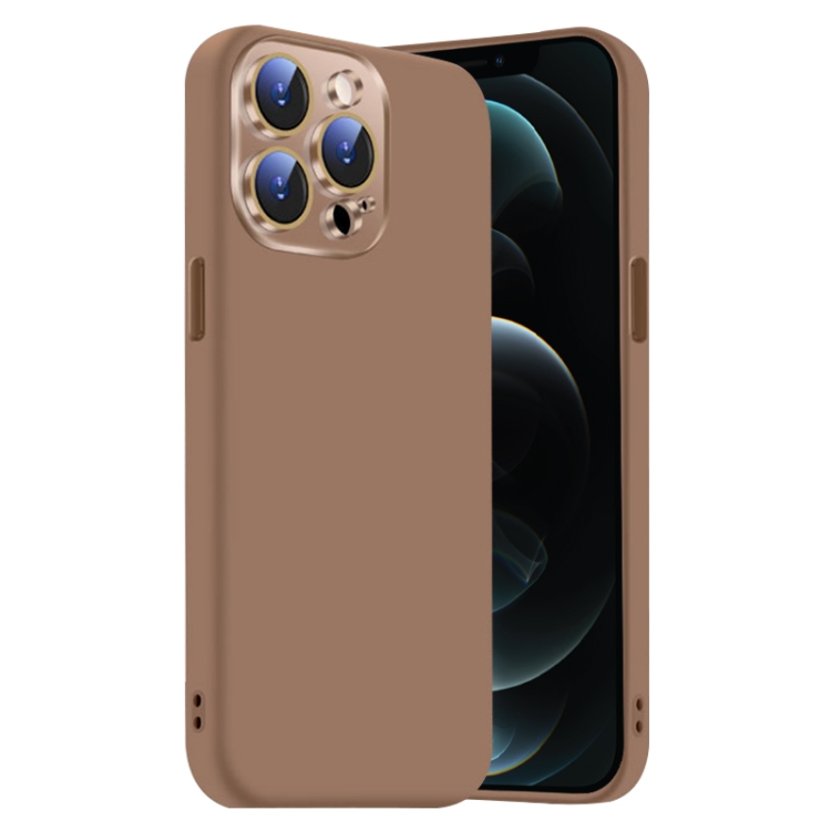 

For iPhone 12 Pro Nano Lens Cover Liquid Silicone Phone Case(Desert Gold)