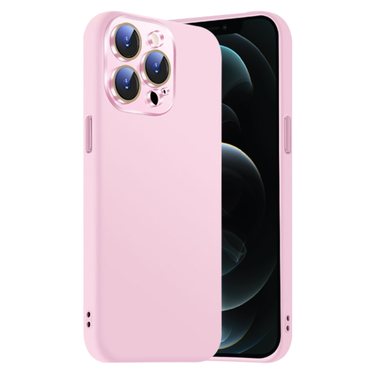 

For iPhone 12 Pro Max Nano Lens Cover Liquid Silicone Phone Case(Pink)