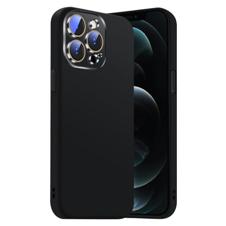 

For iPhone 12 Pro Max Nano Lens Cover Liquid Silicone Phone Case(Black)