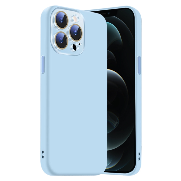 

For iPhone 12 Pro Max Nano Lens Cover Liquid Silicone Phone Case(Light Blue)