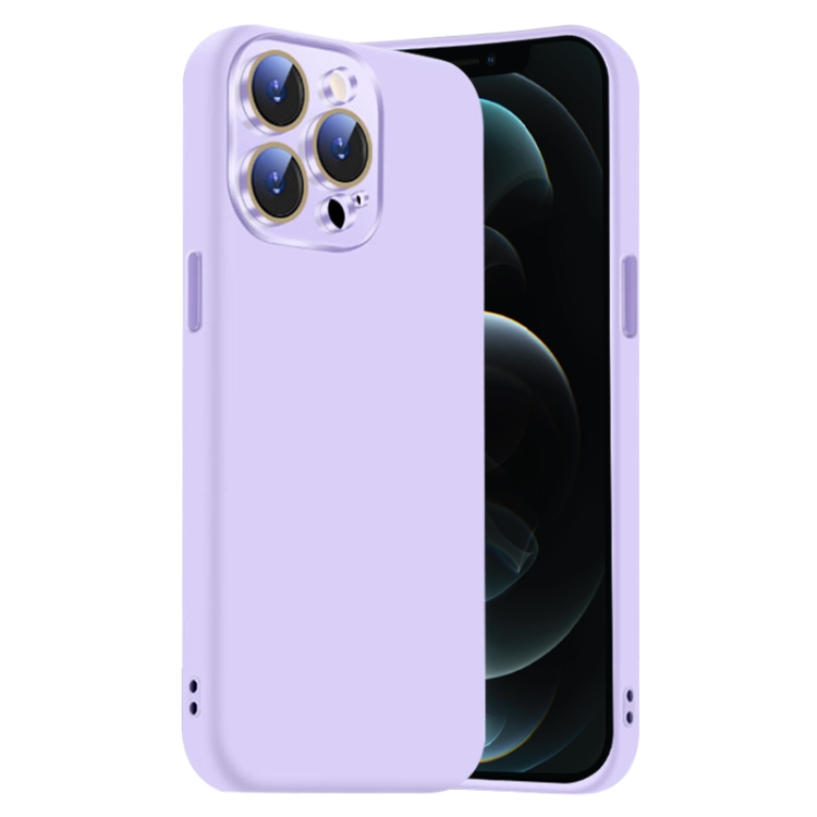 

For iPhone 12 Pro Max Nano Lens Cover Liquid Silicone Phone Case(Light Purple)