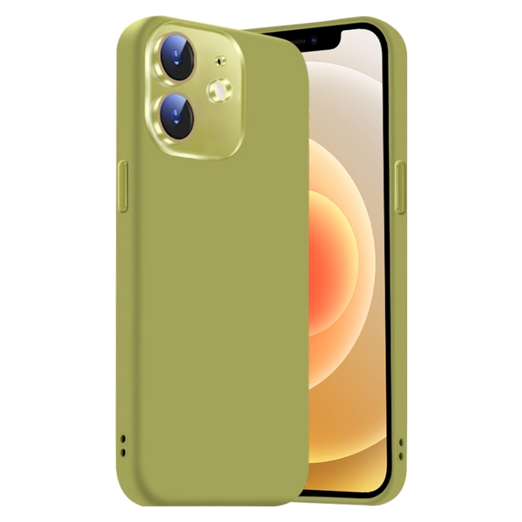 

For iPhone 12 Nano Lens Cover Liquid Silicone Phone Case(Fruit Green)