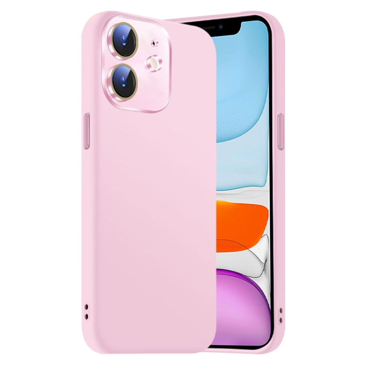 

For iPhone 11 Nano Lens Cover Liquid Silicone Phone Case(Pink)
