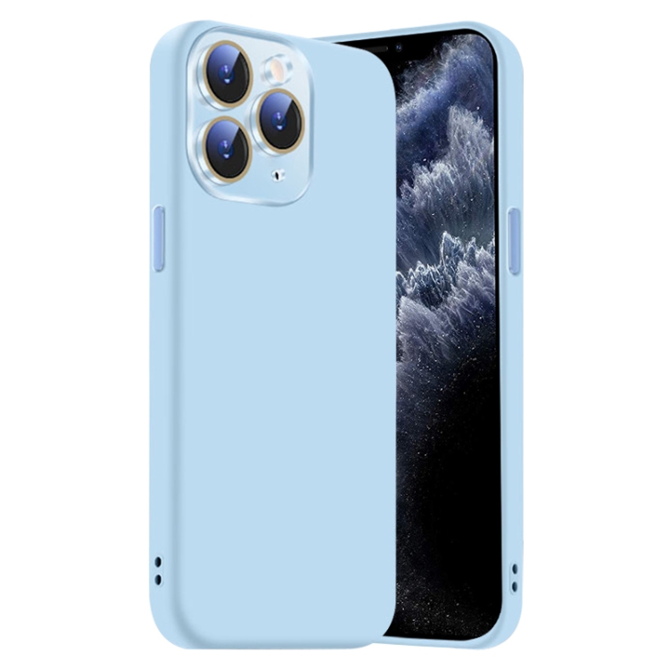 

For iPhone 11 Pro Nano Lens Cover Liquid Silicone Phone Case(Light Blue)