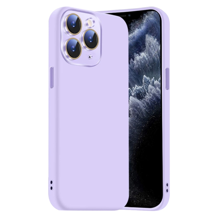 

For iPhone 11 Pro Nano Lens Cover Liquid Silicone Phone Case(Light Purple)