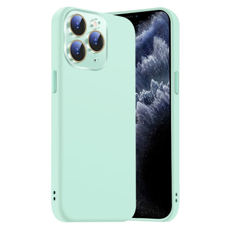 

For iPhone 11 Pro Nano Lens Cover Liquid Silicone Phone Case(Light Cyan)
