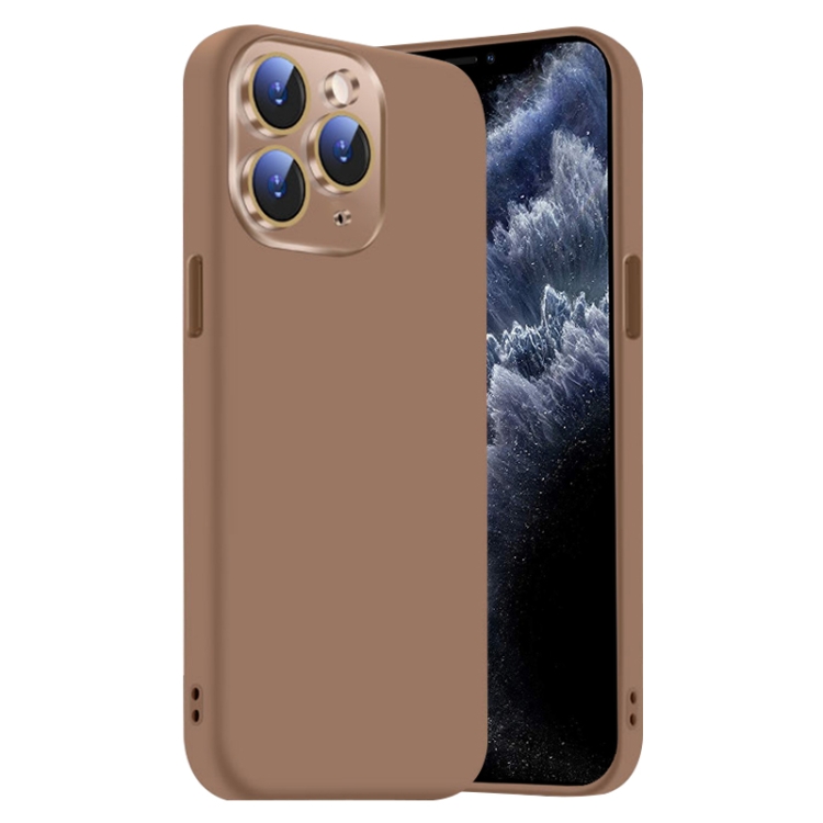 

For iPhone 11 Pro Nano Lens Cover Liquid Silicone Phone Case(Desert Gold)