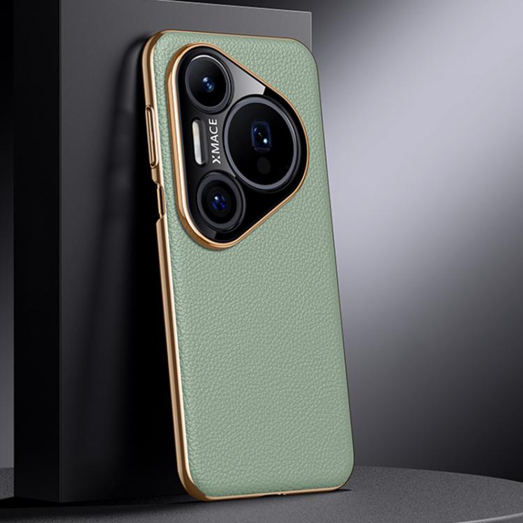 

For Huawei Pura 80 Ultra 5G Genuine Leather PC Phone Case(Green)