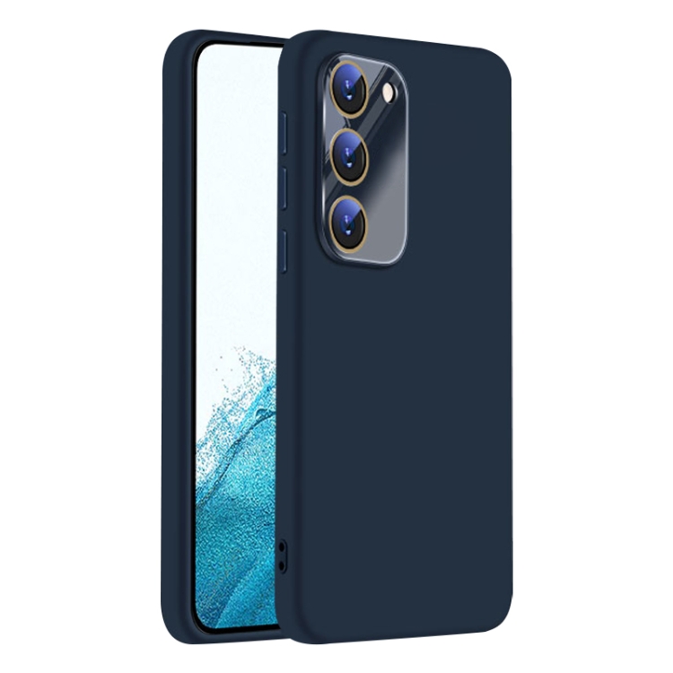 

For Samsung Galaxy S22+ 5G Nano Lens Cover Liquid Silicone Phone Case(Titanium Blue)