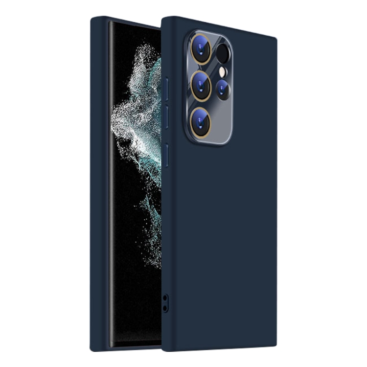 

For Samsung Galaxy S22 Ultra 5G Nano Lens Cover Liquid Silicone Phone Case(Titanium Blue)