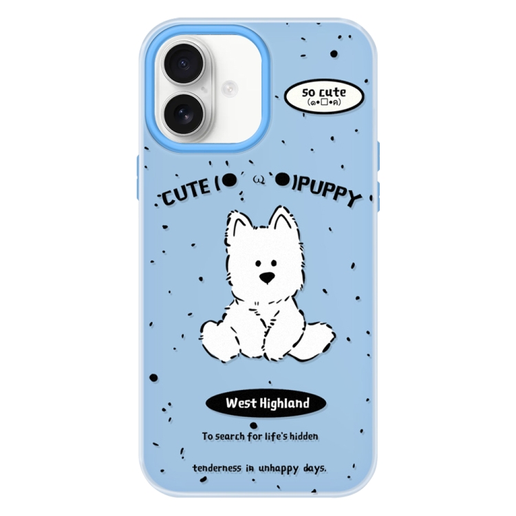 

For iPhone 16 Plus Skin Feeling Jelly TPU Hybrid PC Phone Case(Line Dog Blue)