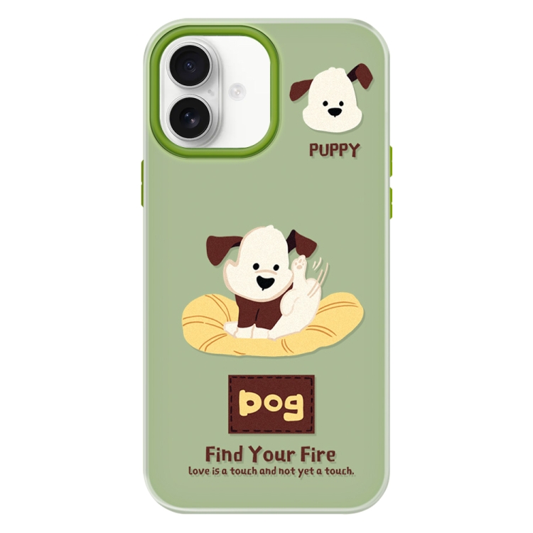 

For iPhone 16 Plus Skin Feeling Jelly TPU Hybrid PC Phone Case(Enthusiastic Puppy Green)