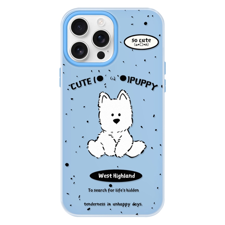 

For iPhone 15 Pro Max Skin Feeling Jelly TPU Hybrid PC Phone Case(Line Dog Blue)