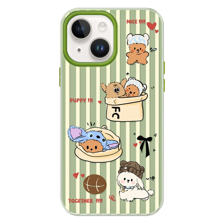 

For iPhone 15 Skin Feeling Jelly TPU Hybrid PC Phone Case(Doghouse Green)