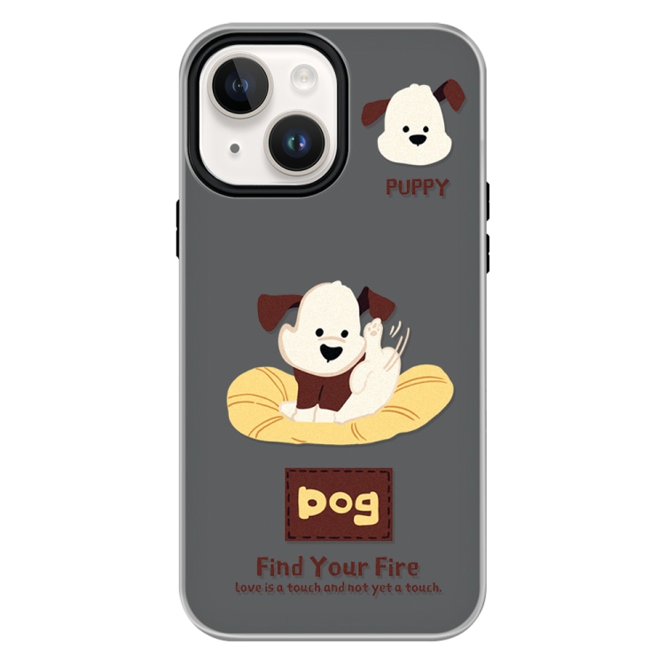 

For iPhone 14 Plus Skin Feeling Jelly TPU Hybrid PC Phone Case(Enthusiastic Puppy Black)