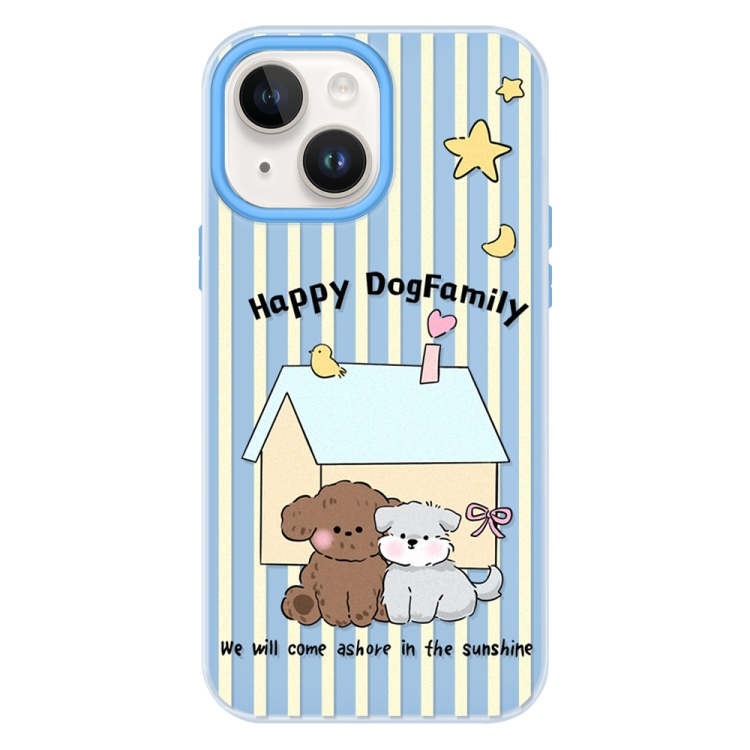 

For iPhone 14 Skin Feeling Jelly TPU Hybrid PC Phone Case(Dog Blue)