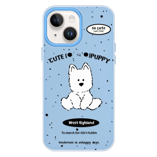 

For iPhone 14 Skin Feeling Jelly TPU Hybrid PC Phone Case(Line Dog Blue)