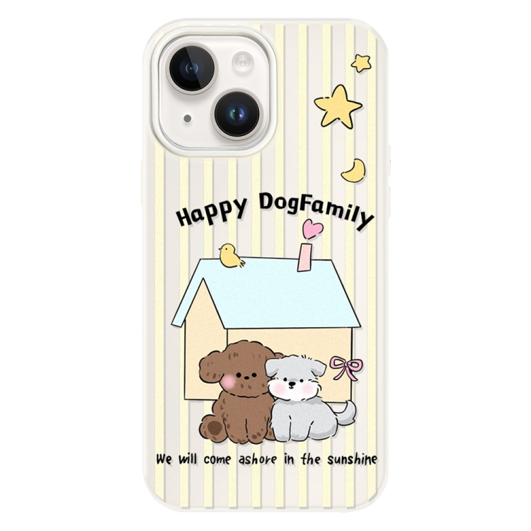 

For iPhone 13 Skin Feeling Jelly TPU Hybrid PC Phone Case(Dog White)