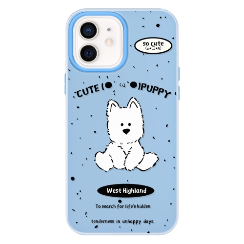 

For iPhone 11 Skin Feeling Jelly TPU Hybrid PC Phone Case(Line Dog Blue)