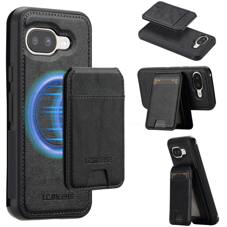 

For Google Pixel 10a LC.IMEEKE L3 Series Detachable RFID Card Bag Magsafe Phone Case(Black)