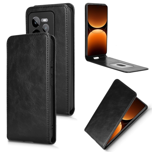 

For Realme GT 7 Pro 5G Magnetic Vertical Flip Leather Phone Case(Black)