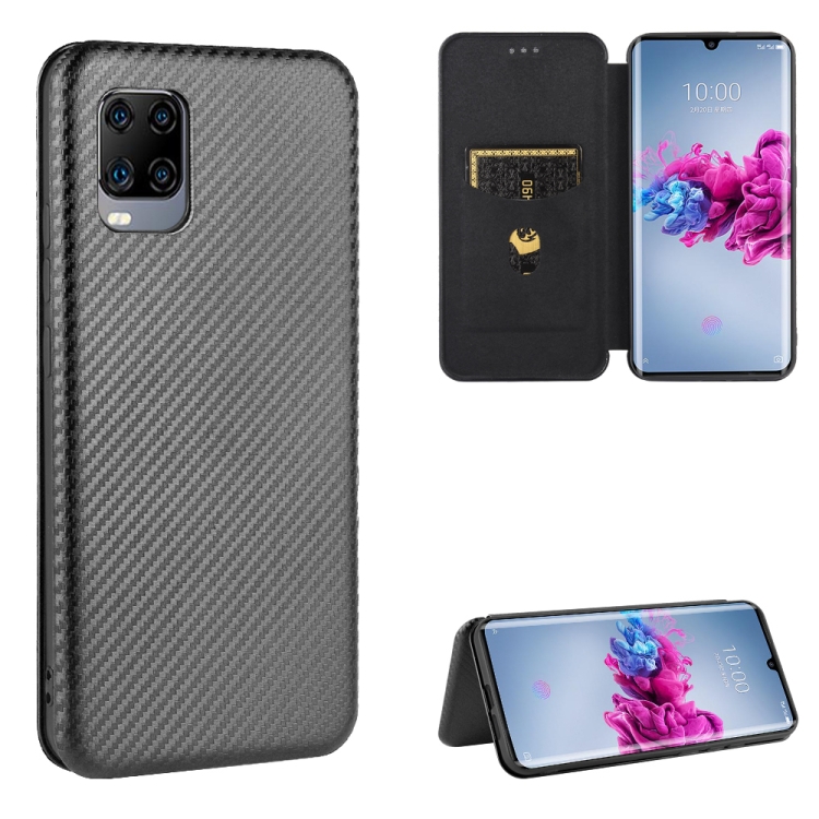 For ZTE Axon 11 5G Carbon Fiber Texture Horizontal Flip TPU PC