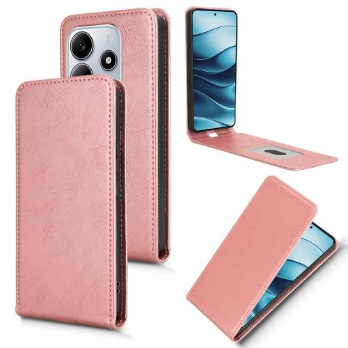 

For Redmi Note 14 5G Magnetic Vertical Flip Leather Phone Case(Rose Gold)