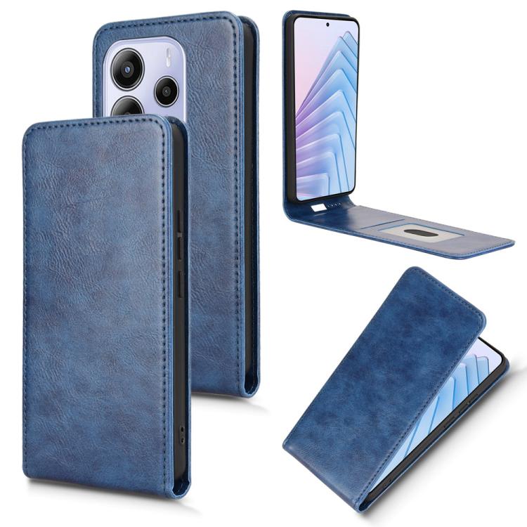 

For Redmi Note 14 4G 163.25mm Magnetic Vertical Flip Leather Phone Case(Blue)