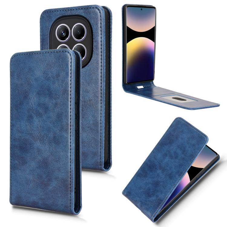 

For Redmi Note 14 Pro 4G Magnetic Vertical Flip Leather Phone Case(Blue)