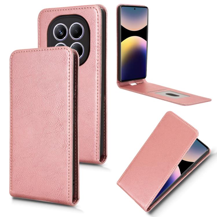

For Redmi Note 14 Pro 4G Magnetic Vertical Flip Leather Phone Case(Rose Gold)