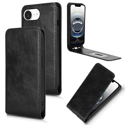 

For iPhone 16e Magnetic Vertical Flip Leather Phone Case(Black)