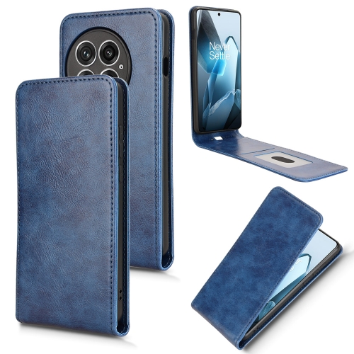 

For OnePlus 13 Magnetic Vertical Flip Leather Phone Case(Blue)