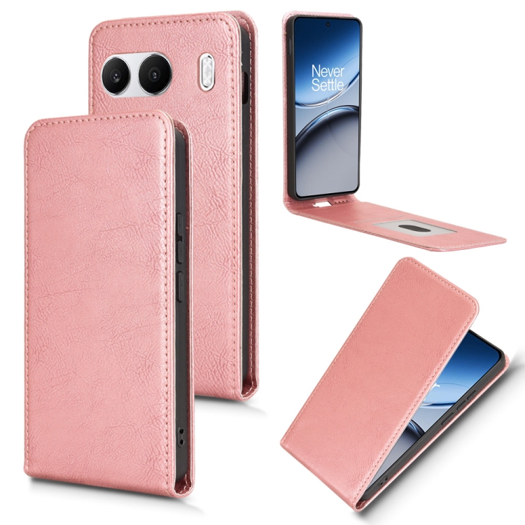 

For OnePlus Nord 4 5G Magnetic Vertical Flip Leather Phone Case(Rose Gold)