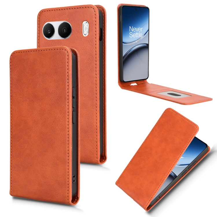 

For OnePlus Nord 4 5G Magnetic Vertical Flip Leather Phone Case(Brown)
