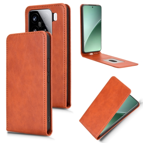 

For Xiaomi 15 Pro Magnetic Vertical Flip Leather Phone Case(Brown)
