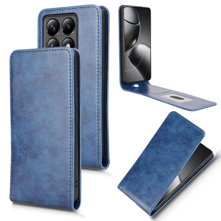 

For Xiaomi 14T Pro Magnetic Vertical Flip Leather Phone Case(Blue)