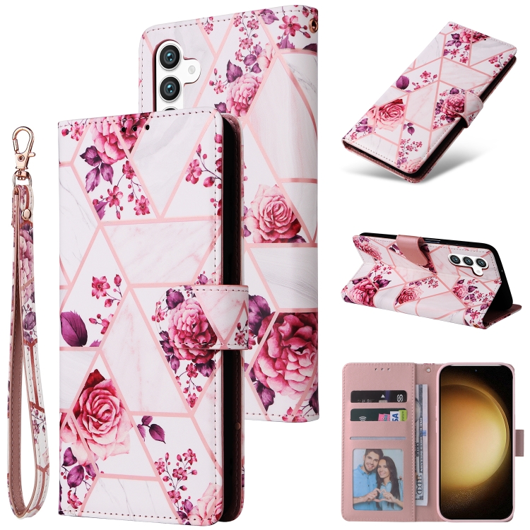

For Samsung Galaxy S25+ 5G Marble Bronzing Stitching Leather Phone Case(Rose Gold)