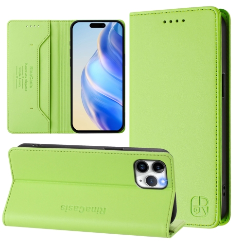 

For iPhone 11 Pro Max RC01 Dual-Folded Magnetic Suction RFID Leather Phone Case(Grass Green)