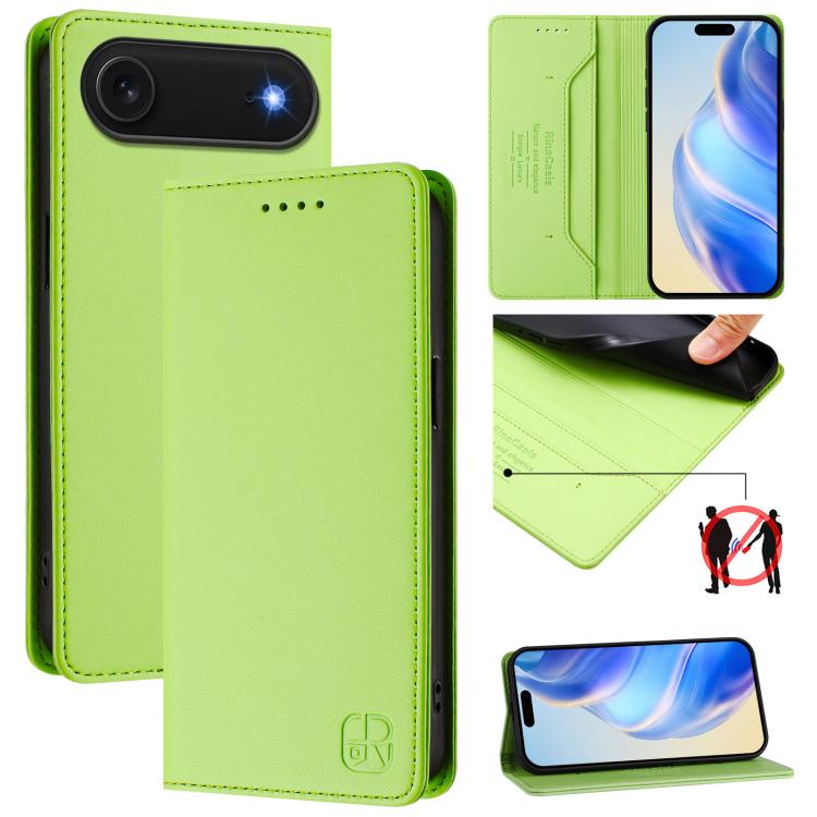 

For iPhone Air RC01 Dual-Folded Magnetic Suction RFID Leather Phone Case(Grass Green)
